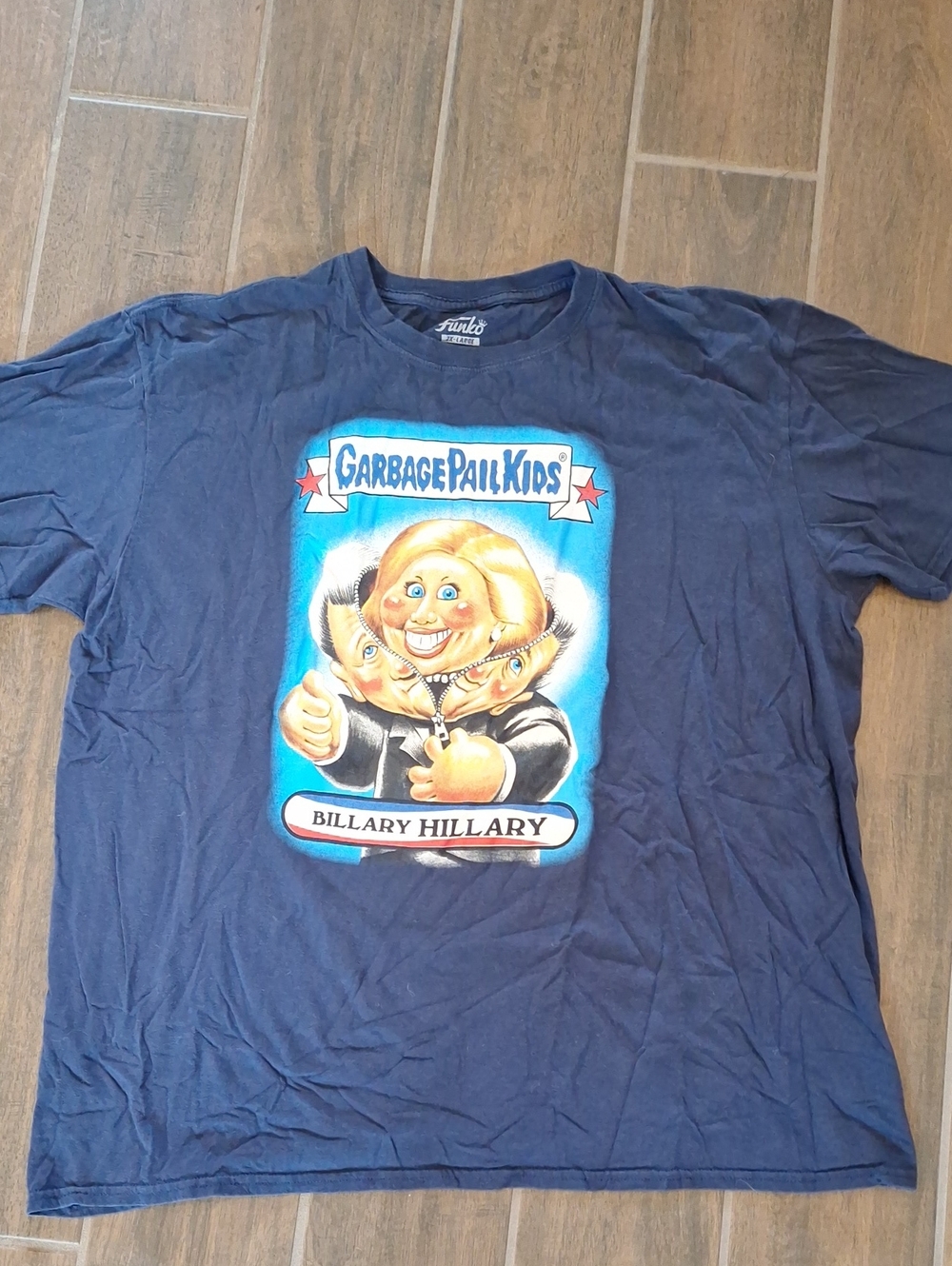 Funko Garbage Pail Kids Billary Hillary Blue 100% Cotton Tee Funny Politics 2XL